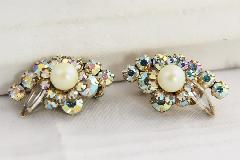 AB Navettes Pearl Earrings Clip