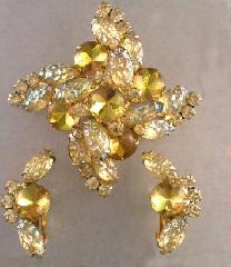 Yellow Cabochons Molded/Cut Earrings Clip