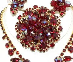 Red Navettes Brooch