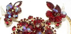Red Navettes Earrings Clip