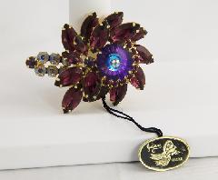 Purple (cardinal) Navettes Rivoli/Margarita Brooch