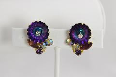 Purple (cardinal) Navettes Rivoli/Margarita Earrings Clip