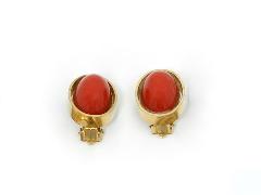 Red Cabochons Plastic Earrings Clip
