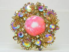 Pink Cabochons Multi-Color/Shaded Brooch