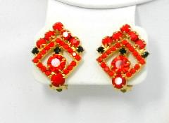 Red Chatons Only Earrings Clip
