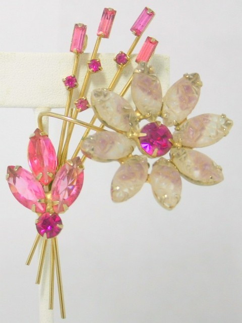 Front view of Pink Baguettes Molded/Cut Brooch