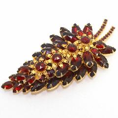 Red Navettes Brooch