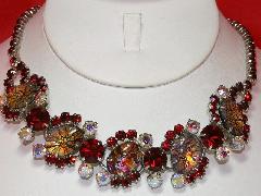 Red Cabochons Multi-Color/Shaded Necklace