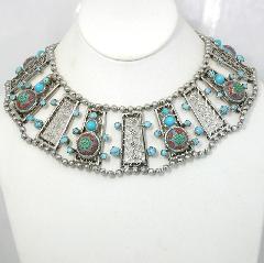 Turquoise Cabochons Molded/Cut Necklace