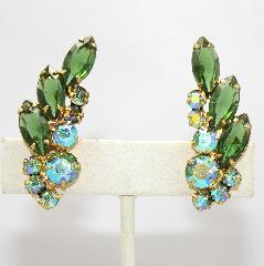 Green Navettes Earrings Clip