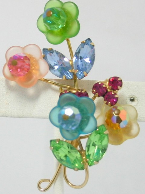 Front view of Pastel Navettes Plastic Brooch