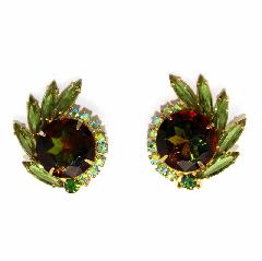 Green Navettes Multi-Color/Shaded Earrings Clip