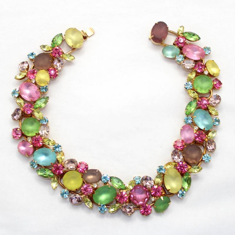 Front view of Pastel Cabochons Frosted Necklace