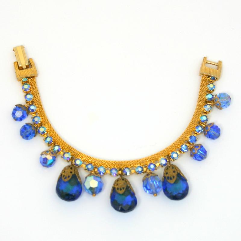 Front view of Blue Chatons Only Bracelet Flat Fold Over