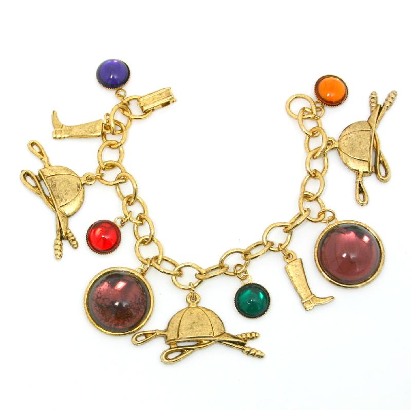 Front view of Multiple Colors Chatons Only Bracelet Charm