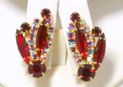Red Navettes Earrings Clip