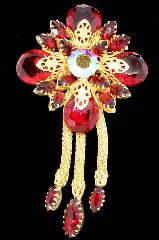 Red Navettes Brooch