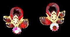 Red Navettes Earrings Clip