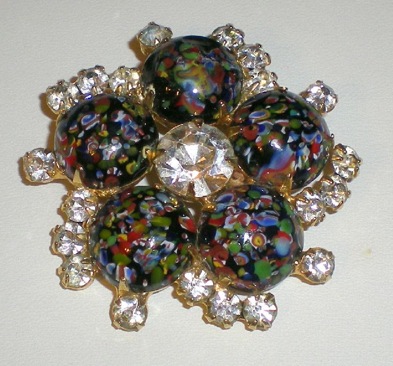 Front view of Multiple Colors Cabochons Spotted Brooch