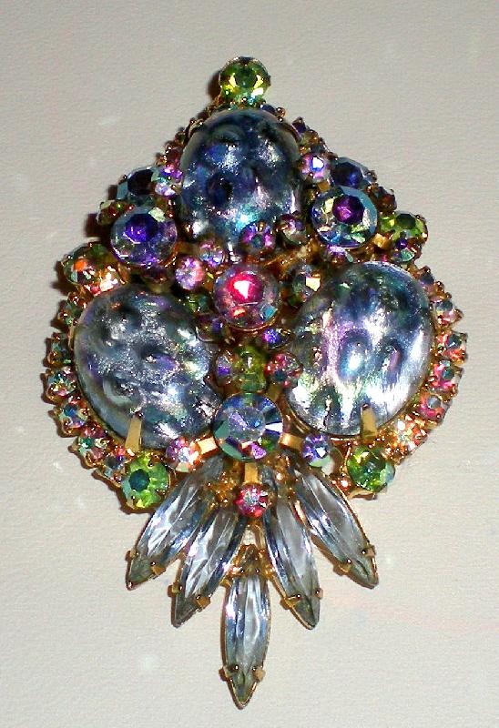 Front view of Blue Cabochons Spotted Pin Pendant