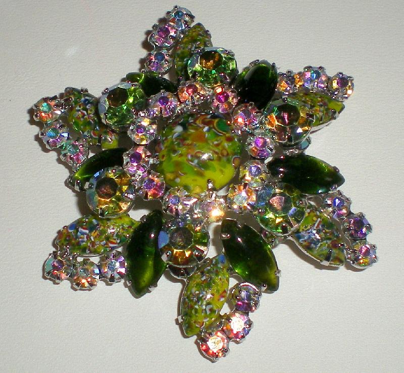 Front view of Yellow Cabochons Spotted Brooch