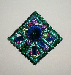 Blue Baguettes Rivoli/Margarita Brooch