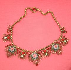 Red Cabochons Molded/Cut Necklace