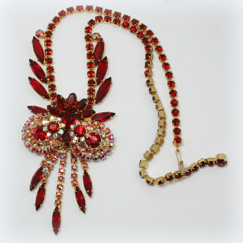 Front view of Red Navettes Necklace