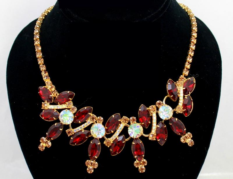 Front view of Red Navettes Necklace