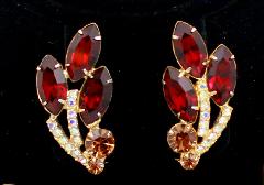 Red Navettes Earrings Clip