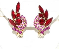 Red Navettes Earrings Clip