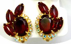 Red Oval Earrings Clip