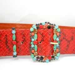 Red Cabochons Spotted Belt