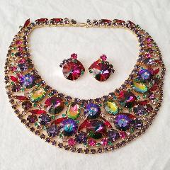 Purple (cardinal) Oval Rivoli/Margarita Necklace