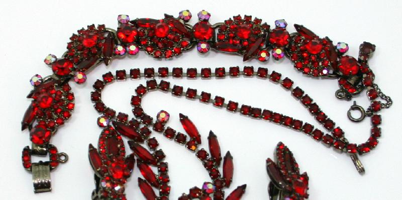 Front view of Red Navettes Bracelet 5 Link