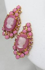 Pink Oval Earrings Clip