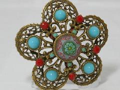 Turquoise Cabochons Molded/Cut Brooch
