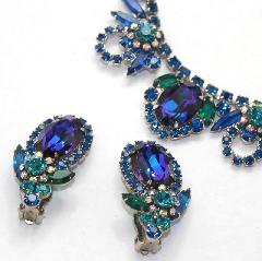 Blue Oval Multi-Color/Shaded Earrings Clip