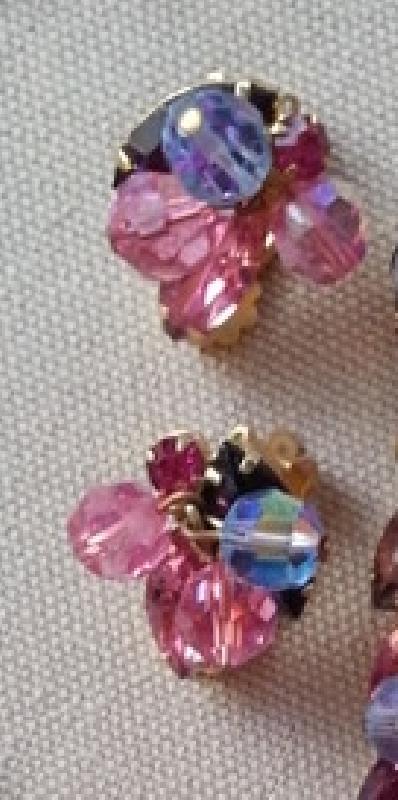 Front view of Pink Navettes Earrings Clip