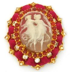 Red Cabochons Brooch