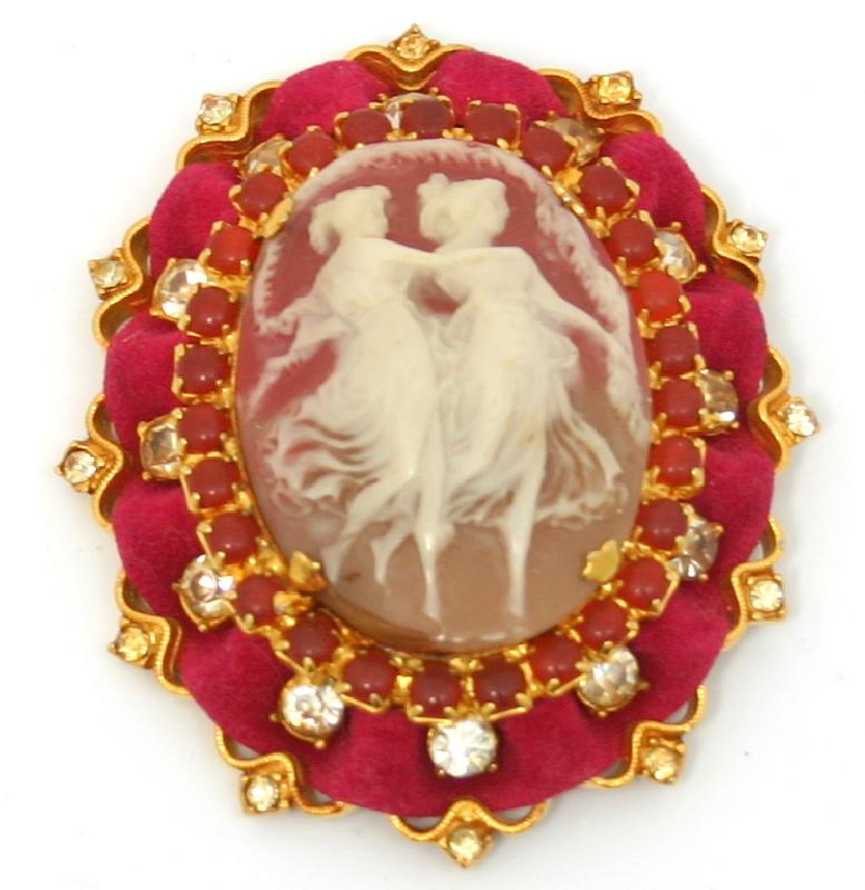 Front view of Red Cabochons Brooch