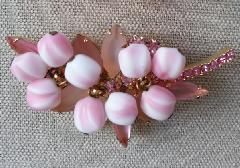 Pink Navettes Frosted Brooch