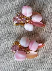 Pink Navettes Frosted Earrings Clip