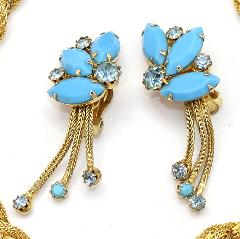 Blue Navettes Earrings Clip