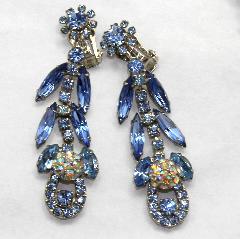 Blue Navettes Earrings Clip