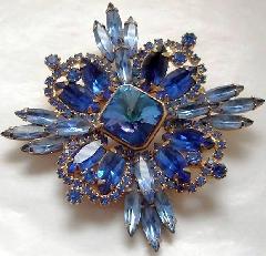 Blue Square Rivoli/Margarita Brooch