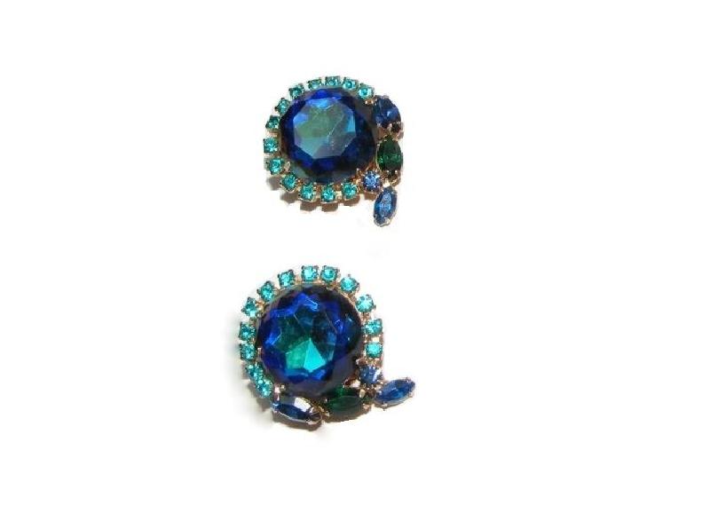 Front view of Blue Dentelle Multi-Color/Shaded Earrings Clip