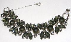 Gray (black Diamond) Navettes Frosted Bracelet 5 Link