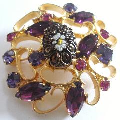 Purple (cardinal) Navettes Molded/Cut Brooch