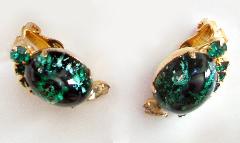 Green Cabochons Multi-Color/Shaded Earrings Clip